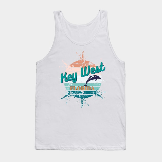 Key West Exploding Retro Vintage Sunset Tank Top by AdrianaHolmesArt